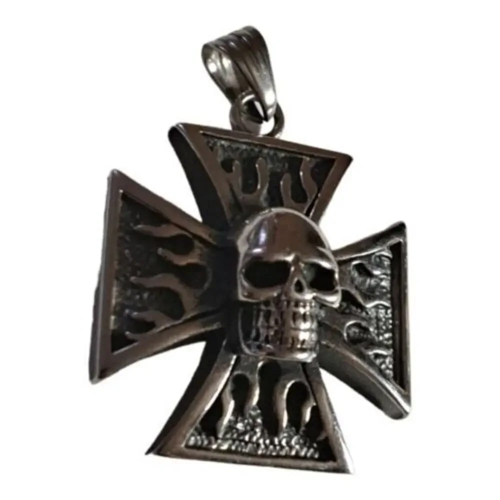 New stainless steel Iron cross with skull‎